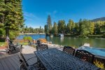 Private dock on Sagle Slough provides safe moorage, but also very easy Lake Pend Oreille access.
